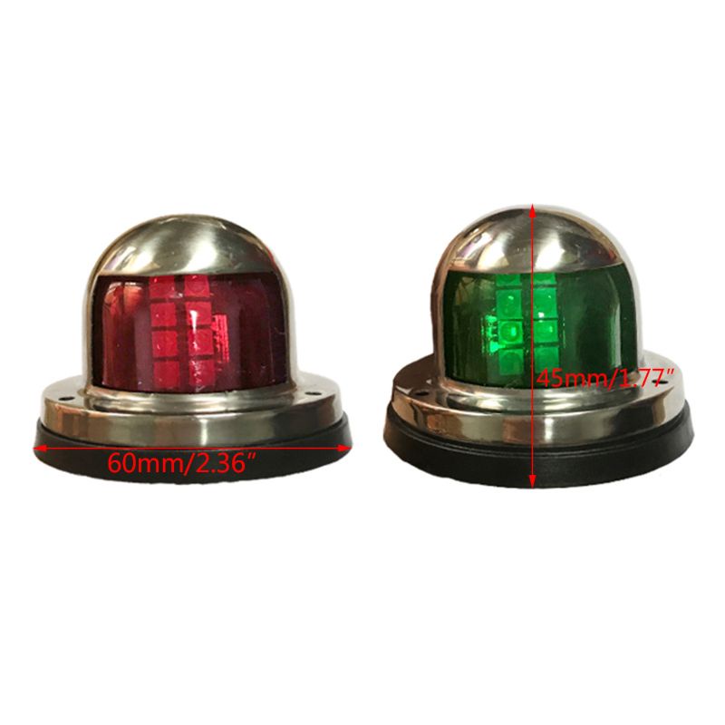 Set 2 Đèn LED Tín Hiệu 12V Ánh Sáng Xanh Lá / Đỏ Chuyên Dụng Cho Tàu Thuyền