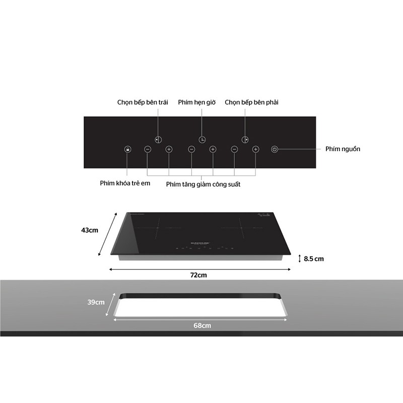 Bếp đôi điện từ SUNHOUSE SHB-DI01 - Chính hãng