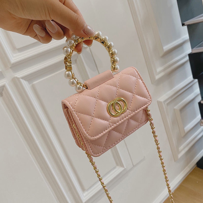 Túi Đeo Chéo Mini Đựng Điện Thoại Đính Ngọc Trai Sang Trọng