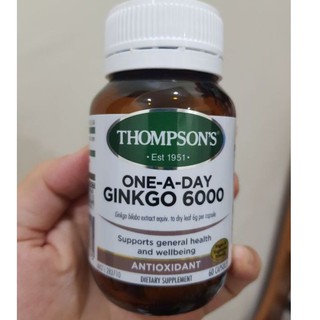 Tuần hoàn não Ginkgo Biloba 6000mg, hộp 60 viên, ảnh bill phía sau, Thompson nhé, đừng hỏi chuẩn không nha, nghe mệt
