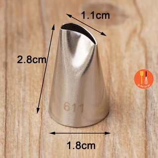 Đuôi bắt kem / đui bắt kem đúc inox cao cấp # 611 bắt hoa hồng cupcake trang trí bánh