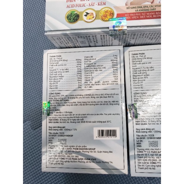 Sharmom baby uống bổ bầu, vitamin bổ bầu hộp 30 viên