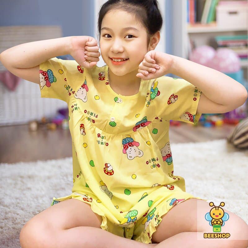 Đồ bộ lanh ngắn tay cho bé gái Set cộc tay trẻ em bigsize cao cấp Beeshop H21092