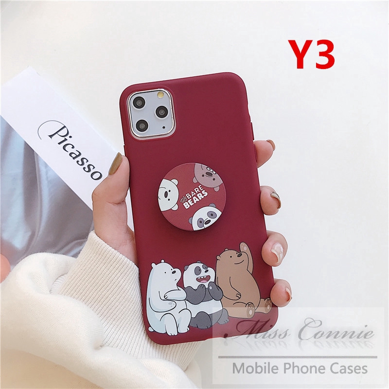 Ốp điện thoại mềm in hoạt hình We Bare Bears kèm giá đỡ cho iPhone X XS MAX XR 11 PRO MAX IPHONE 6S 6 7 8 PLUS