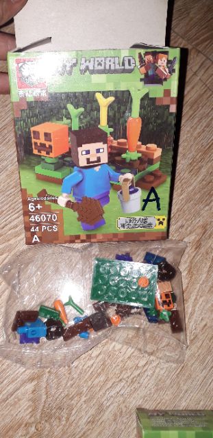 Lắp ráp 1 hộp Lego_MineCraff_MyWord 46070 hoặc 33186 có nhiều chi tiết bằng nhựa ABS