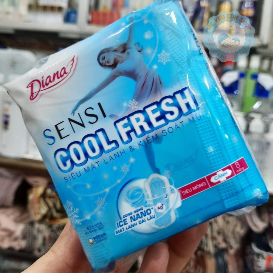 [Tặng 2 miếng BVS đêm] GÓI 20 miếng Băng vệ sinh Diana Sensi Cool Fresh siêu mỏng cánh 23cm (katydang)
