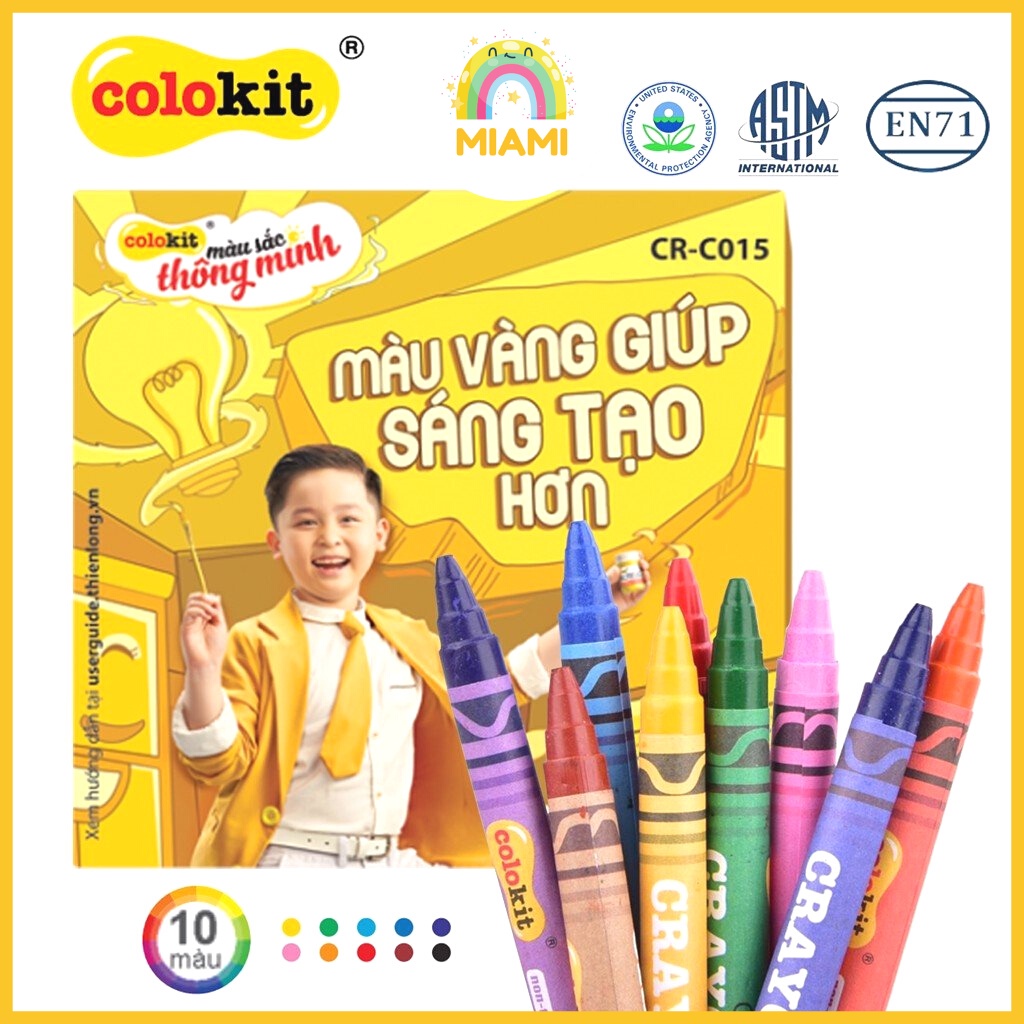 Bộ Sáp Màu Colokit CR-C015 10 Màu 1 Hộp Chính Hãng Không Độc Hại Bảo Vệ Môi Trường (Hàng Sẵn)