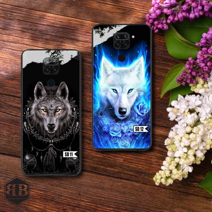 Ốp lưng kính cường lực Xiaomi Redmi Note 9 Vân Tay các mẫu sói đẹp ,ngầu