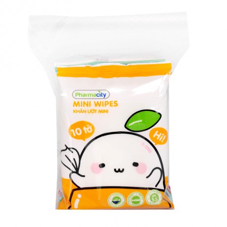 Khăn ướt mini Pharmacity (1 gói x 10 tờ) màu ngẩu nhiên