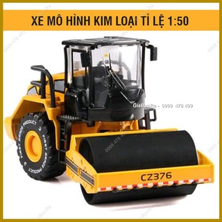 Mô Hình Kim Loại Xe Lu Trục Sắt Bánh Hơi  Tỉ Lệ 1:50 - Caipo - Vàng - 9952