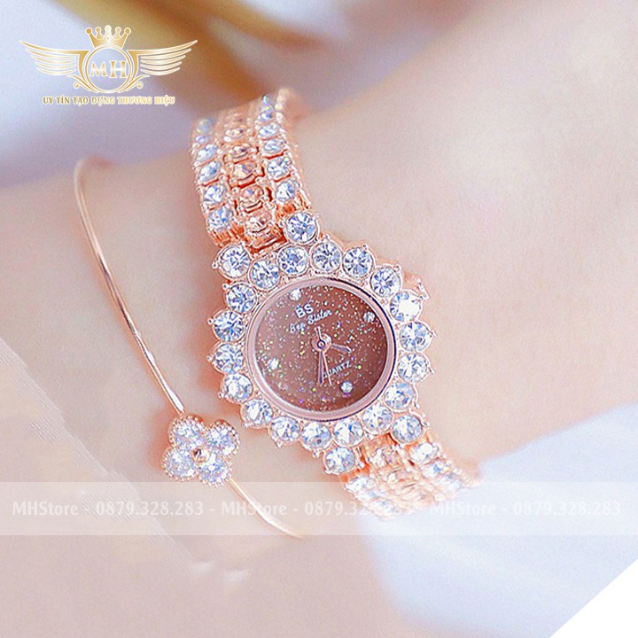 Đồng hồ nữ dây thép BS Bee Sister - Viền đính đá nhỏ nhắn xinh xắn, phong cách Hàn Quốc [Tặng hoa tai] | BigBuy360 - bigbuy360.vn