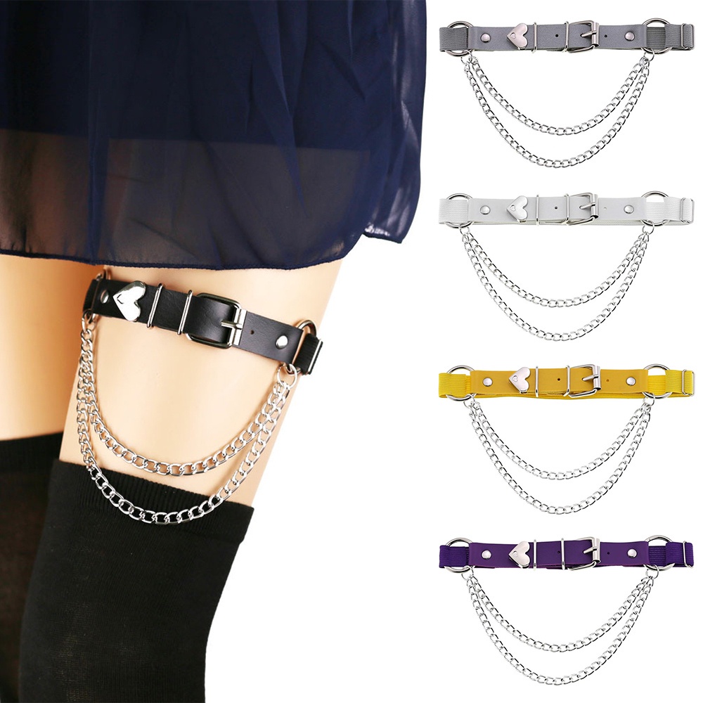 Dây Đeo Đùi Bằng Da PU Co Giãn Nhiều Màu Sắc Thời Trang Dành Cho Nữ