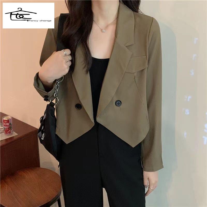 Áo Khoác Vest Dáng Ngắn Dễ Phối Đồ Thời Trang Xuân Thu Cho Nữ