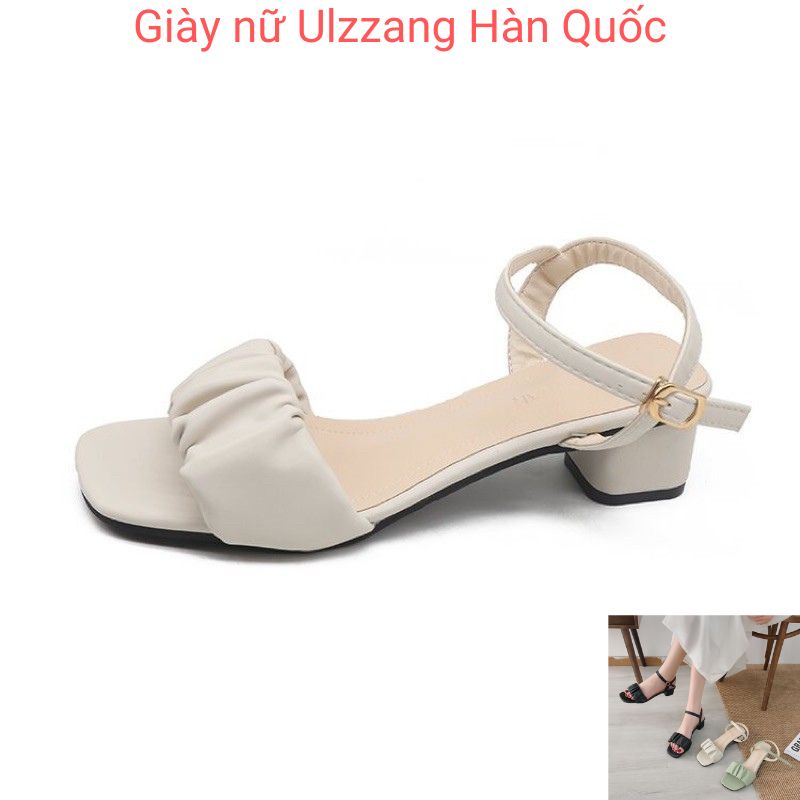 Dép Sandal cao gót phối xếp ly cho nữ
