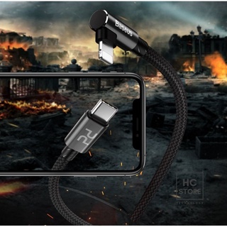 [Sạc Nhanh 18W] Cáp Type C to Lighting - Cáp Iphone Bọc Dù - BASEUS MVP Elbow 1m-2m