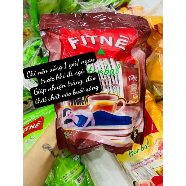 Trà Fitne Herbal Detox Thái Lan hương dâu mới Bịch 12 gói Date mới