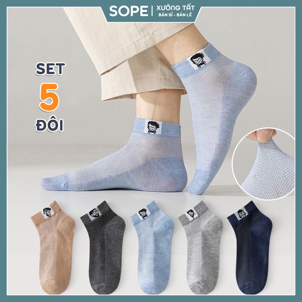 Tất vớ cổ ngắn nam công sở chất liệu vải Hàn thoáng khí chống hôi chân - Sope Shop