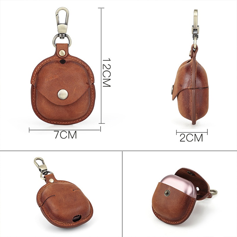 Vỏ bảo vệ hộp sạc tai nghe Galaxy-Buds live bằng da PU có móc khóa