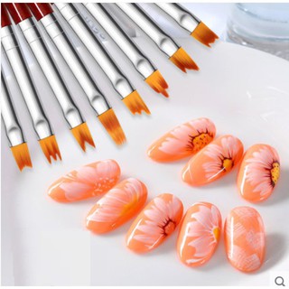 Bộ cọ vẽ có 8 cây cọ màu hồng dùng vẽ móng chuyên nghiệp