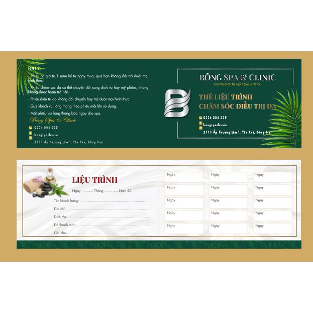 Combo 100 Thẻ liệu trình Spa Beauti,Nails,thẻ tích điểm Spa, phiếu bảo hành phun xăm
