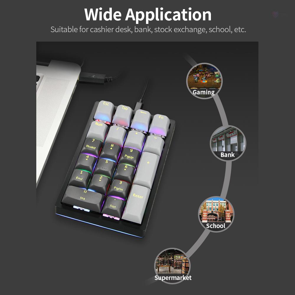 Bàn phím cơ Darmoshark K3 21 phím có dây cáp dữ liệu có thể tháo rời