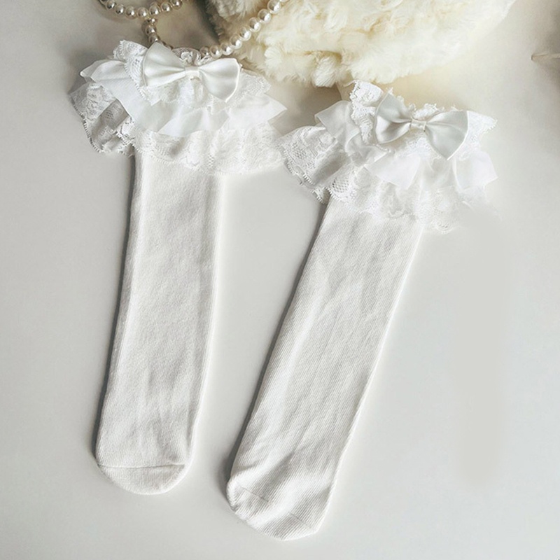 Brroa Vớ Dài Qua Gối Nhiều Lớp Phối Ren Đính Nơ Phong Cách Lolita Cho Bé Gái