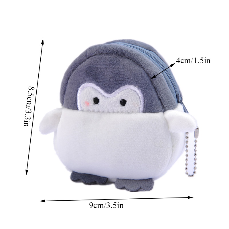 Ví đựng đồng xu / son môi hình chim cánh cụt bằng lông nhung mềm mại hợp thời trang