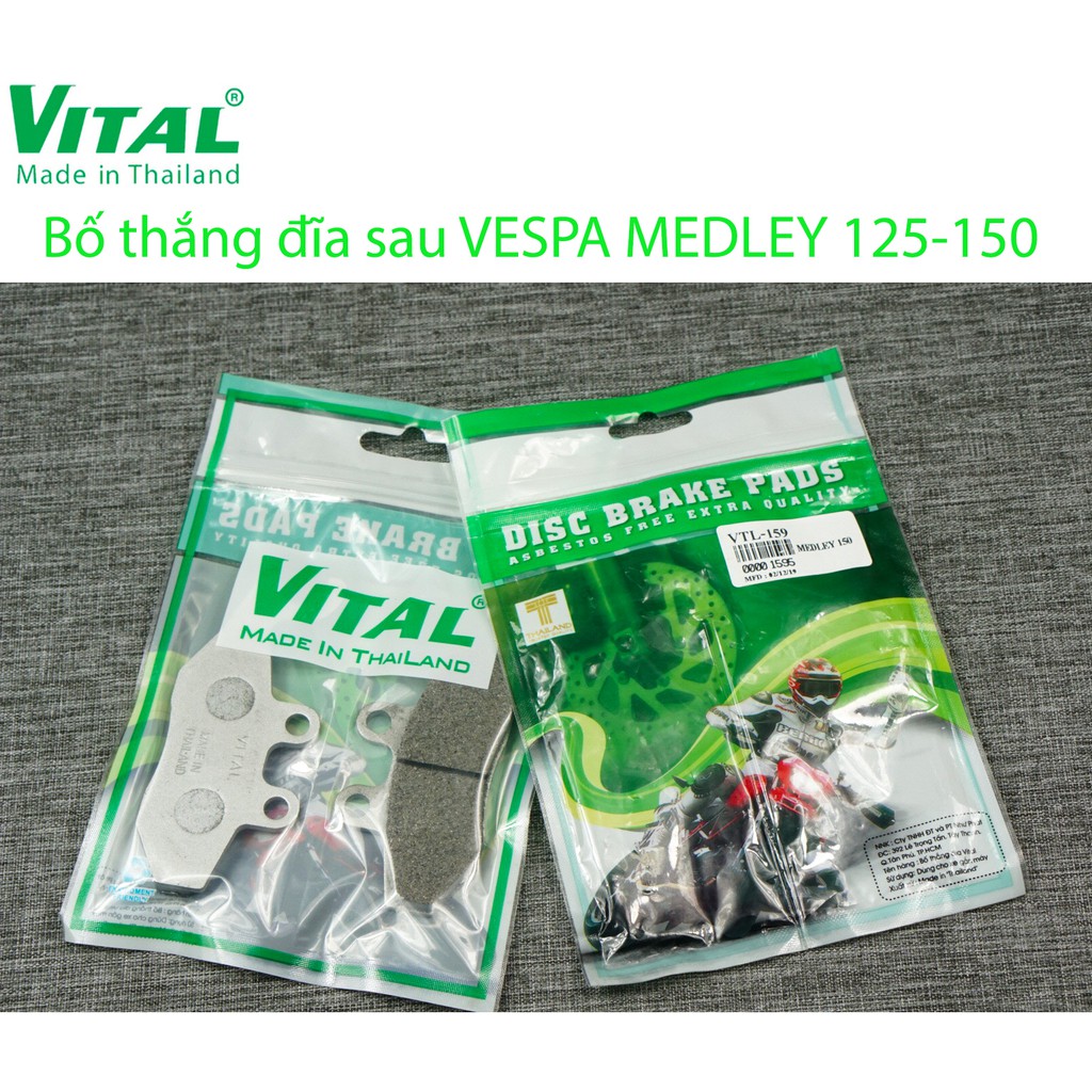 Bố thắng đĩa sau + trước VESPA MEDLEY hiệu VITAL - Má phanh xe máy, bố thắng đĩa VITAL chính hãng Thái lan