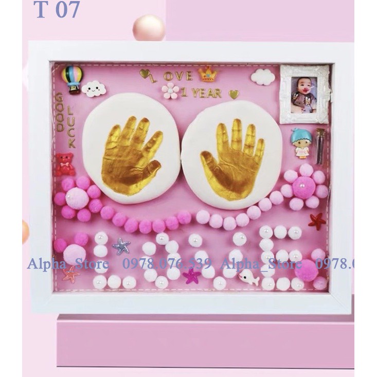 [Hàng có Sẵn] Bộ khung ảnh in dấu tay chân cho bé Size L (33x38x3cm)