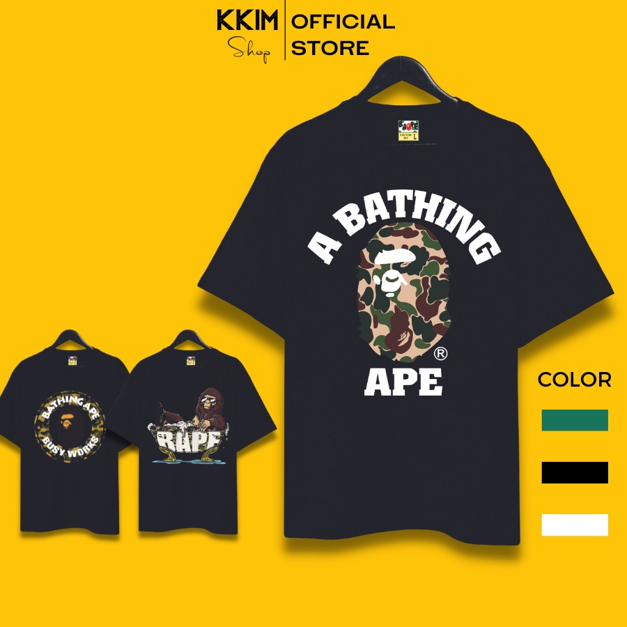 Áo Thun Tay Lỡ BAPE, áo phông Unisex Form rộng oversize, TEE A BATHING APE chất liệu Cotton. KKIMShop