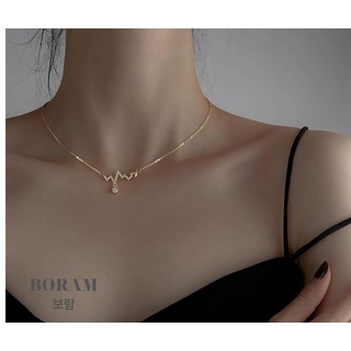 Dây chuyền/Vòng cổ mạ bạc S925 cao cấp mặt hình nhịp tim thời trang Hàn Quốc - BORAM