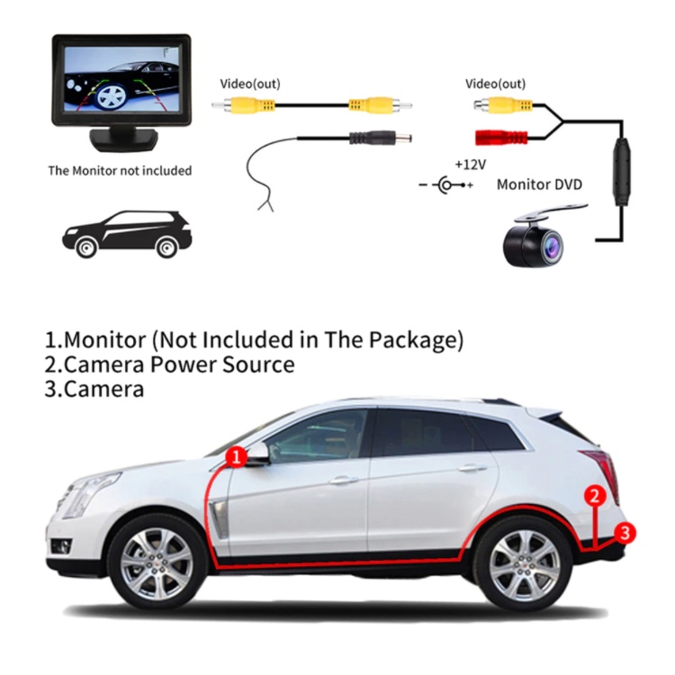 Camera chiếu hậu 8 bóng LED chống nước cho xe hơi | BigBuy360 - bigbuy360.vn