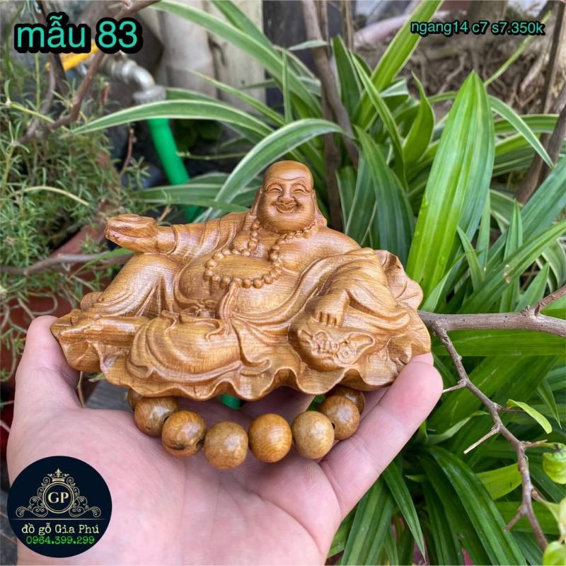 [GIA RE] Tượng phật di lặc gỗ bách (Tặng vòng đeo tay)