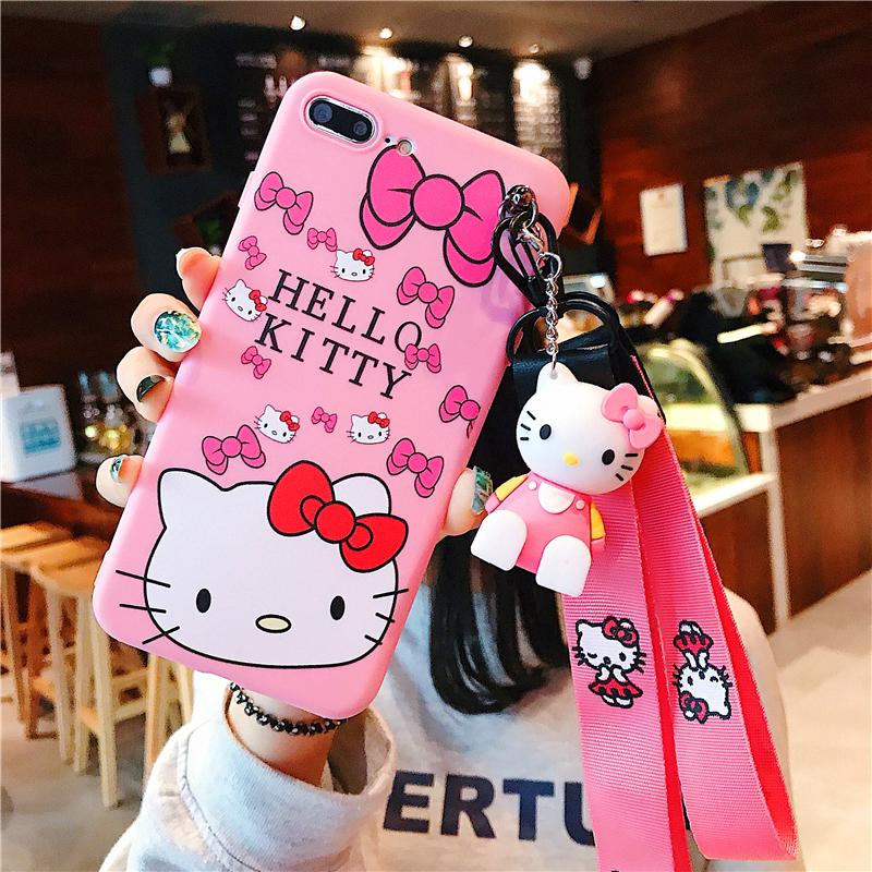 Ốp Điện Thoại Mềm Họa Tiết Mèo Kitty Đáng Yêu Cho iPhone 6 6s 7 8 Plus X XS / Max XR