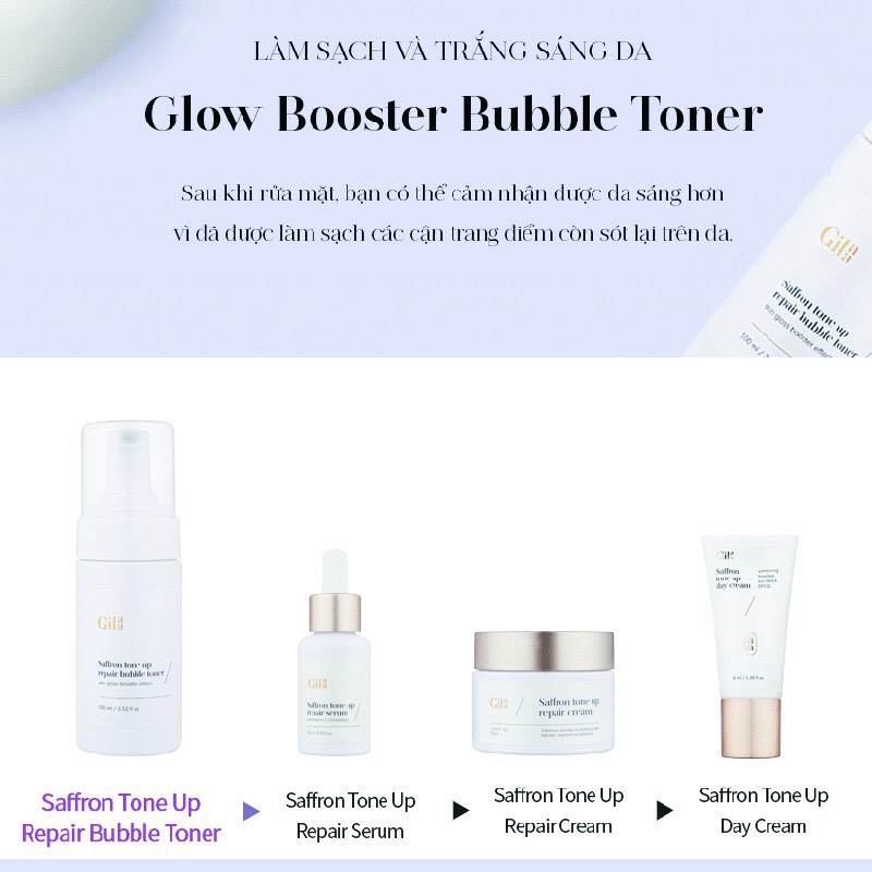 [TẶNG SON GILAA ĐƠN TỪ 500K] GILAA SAFFRON TONE UP REPAIR BUBBLE TONER - TONER BONG BÓNG