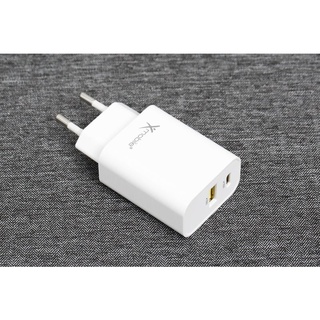Adapter sạc 2 cổng Type C PD Xmobile QP-1EU Trắng