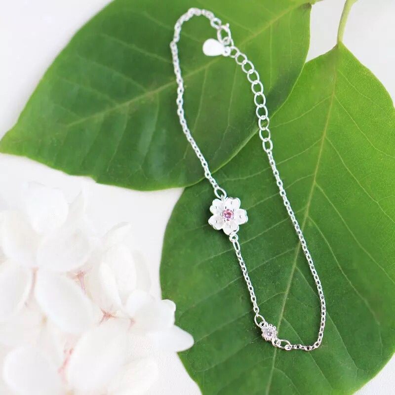 Vòng tay bạc kiểu dáng hoa đào xinh xắn phong cách Hàn Quốc ANTA Jewelry - ATJ7005