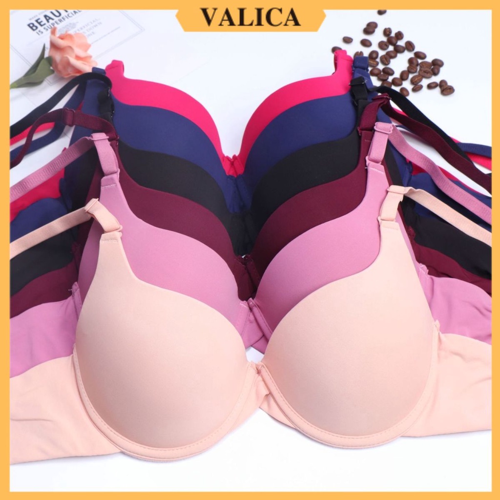 Áo ngực có gọng đệm dày - Áo lót nữ su trơn nâng ngực 2 nấc cài VALICA A018
