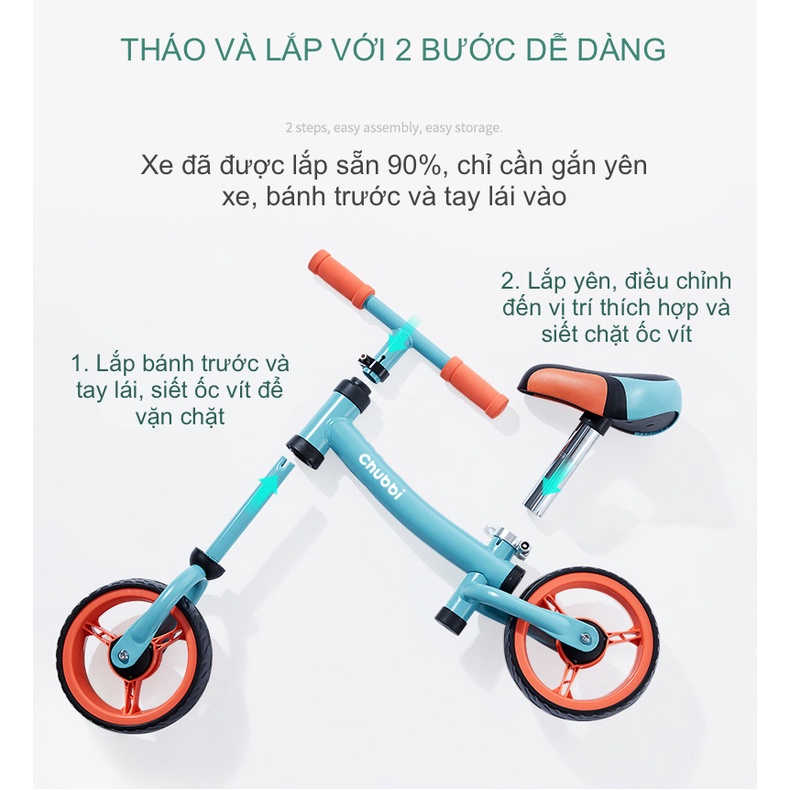 Xe Thăng Bằng Chòi Chân Cho Bé 18 Tháng - 4 Tuổi Bánh Rộng Khó Ngã Khung Xe Chắc Chắn Lốp Nhựa Sạch Sẽ