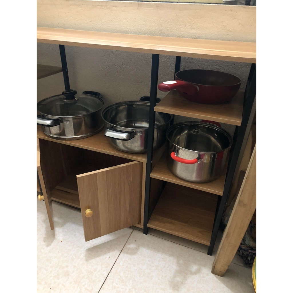 Kệ bếp lò vi sóng có tủ đối xứng, kệ bếp đa năng phong cách Châu Âu, gọn gàng chất gỗ MDF dễ dàng lắp ráp