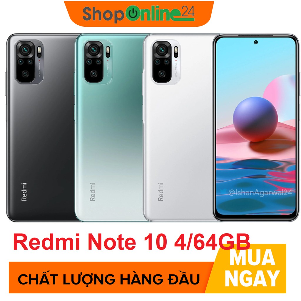 Điện thoại Xiaomi Redmi Note 10 (4GB/64GB) | Hàng chính hãng | Bảo hành 18 Tháng