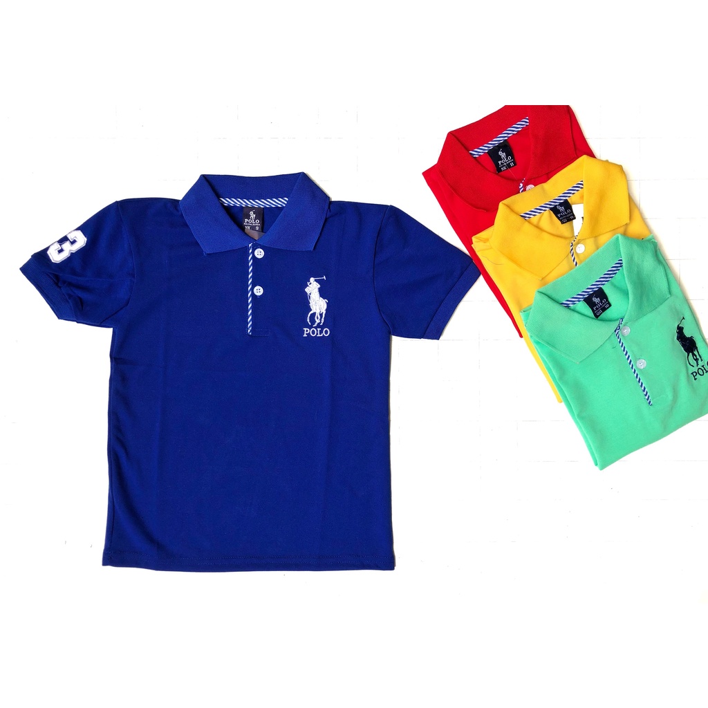 Áo thun polo tay ngắn cho bé , áo cổ bẻ họa tiết thêu thời trang năng động cho bé có size 9-30kg