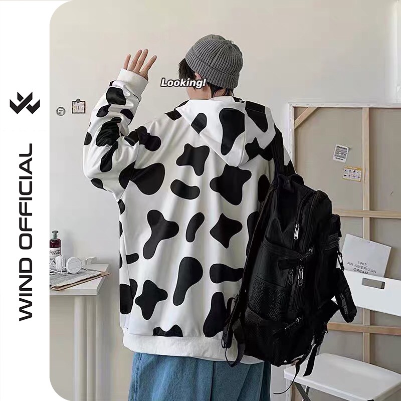 Áo khoác nỉ unisex form rộng cardigan Bò Sữa nam nữ ulzzang Wind | BigBuy360 - bigbuy360.vn