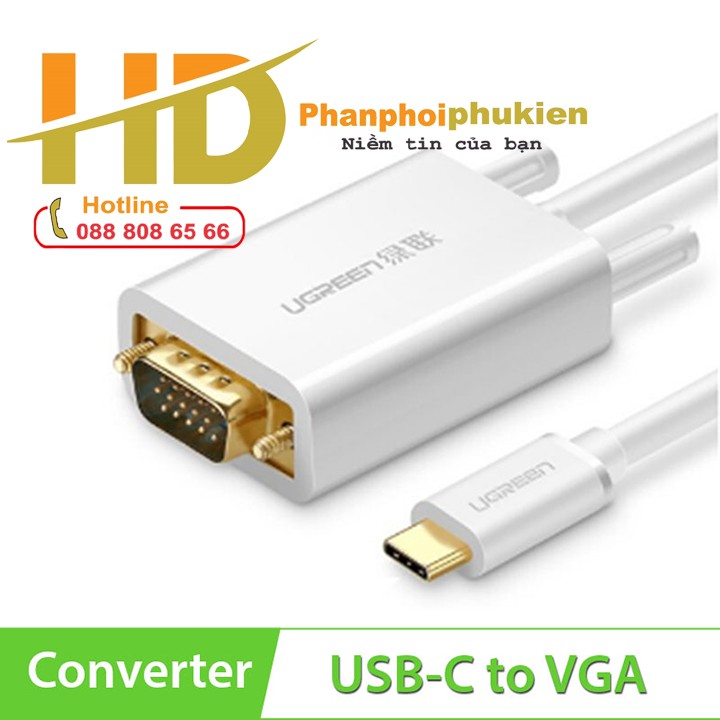 Cáp USB Type C To VGA Ugreen 30842 Chính hãng