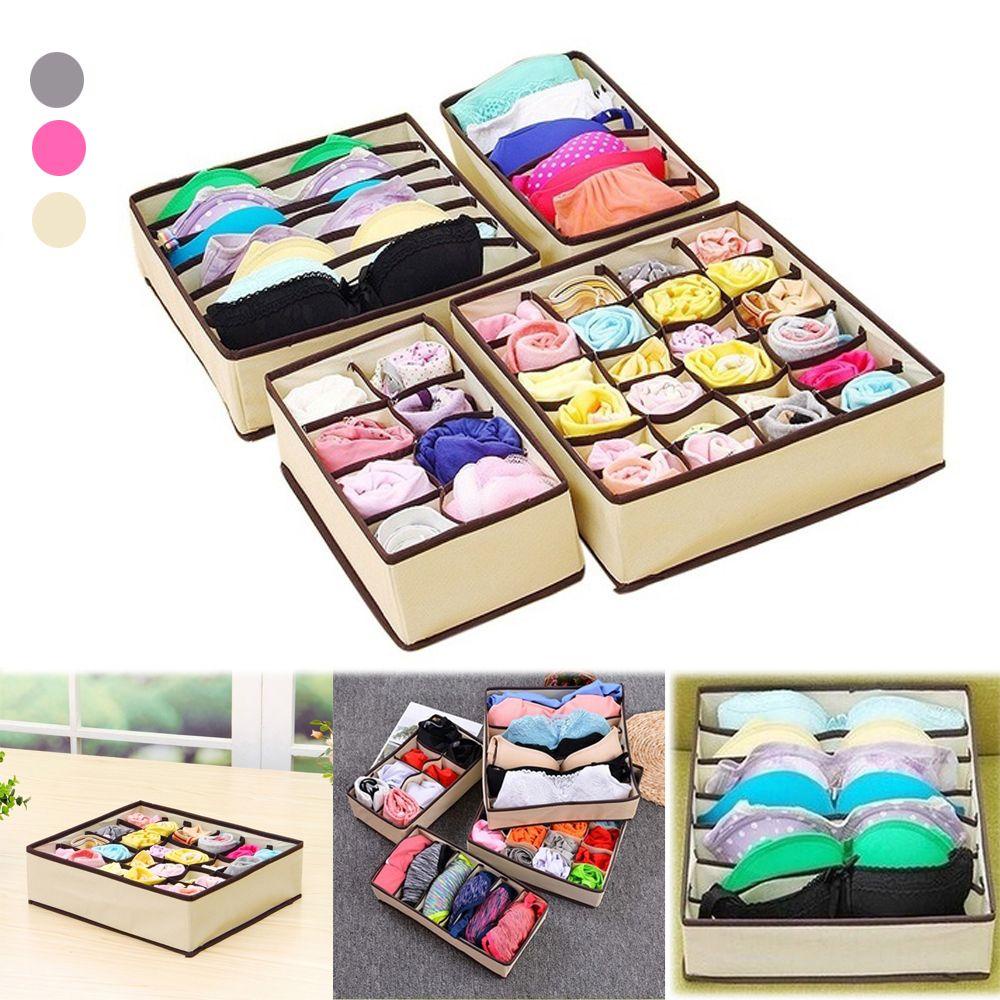 KUNHEV Set 1 / 4 Hộp Đựng Đồ Lót Bằng Vải Không Dệt Sắp Xếp Gọn Gàng Cho Nhà Ở