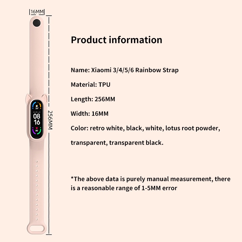 Dây Đeo Thay Thế Bằng Silicone Hình Tai Mèo Cho Xiaomi Mi Band 7 6 5 4 3 Mi Band 7 6 5