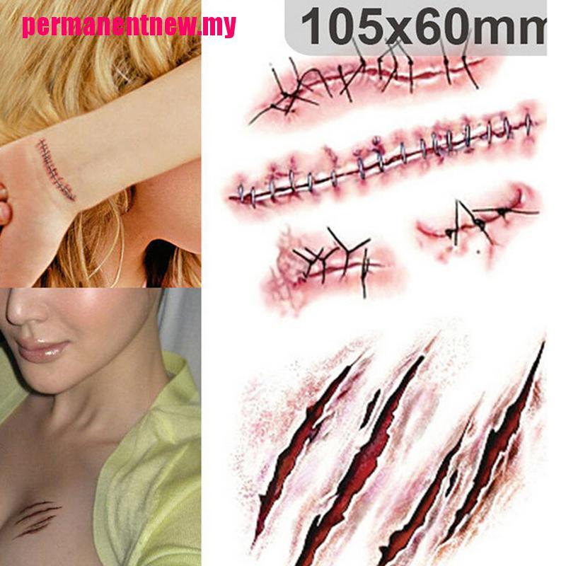 (hàng Mới Về) Set 3 Hình Xăm Dán Giả Vết Sẹo Máu 3d Hóa Trang Halloween | BigBuy360 - bigbuy360.vn