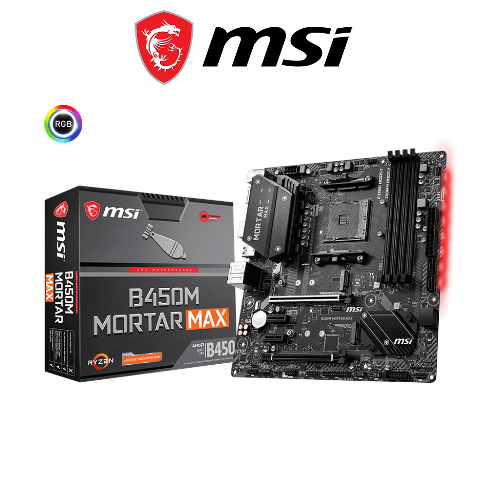 Bo mạch chủ Mainboard MSI B450M MORTAR MAX AMD B450, Socket AM4, m-ATX, 4 khe RAM DDR4