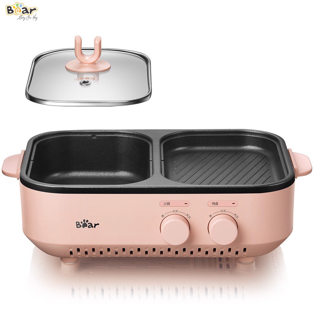 Nồi Lẩu Nướng Mini, Bếp Lẩu Nướng Điện Đa Năng 6 Chức Năng Bear DKL-C12D1, Bản Quốc Tế, Bảo Hành Chính Hãng 18 Tháng
