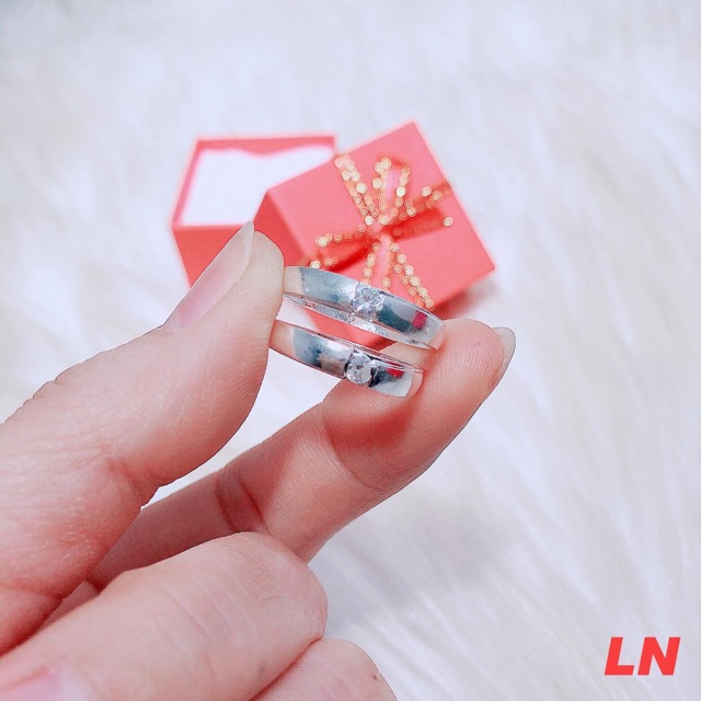 NHẪN ĐÔI NAM NỮ BẠC TA - CẶP NHẪN ĐÔI MẶT ĐÁ